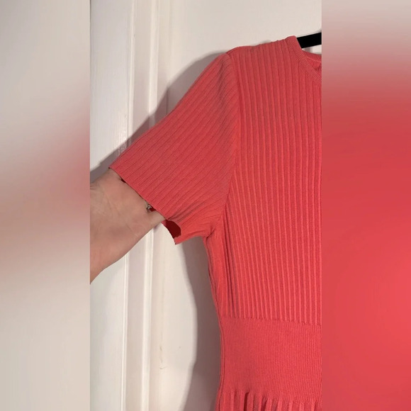 NWT Ming Wang Pleated Knit Dress in Sunkissed Coral Size XS - Picture 10 of 15